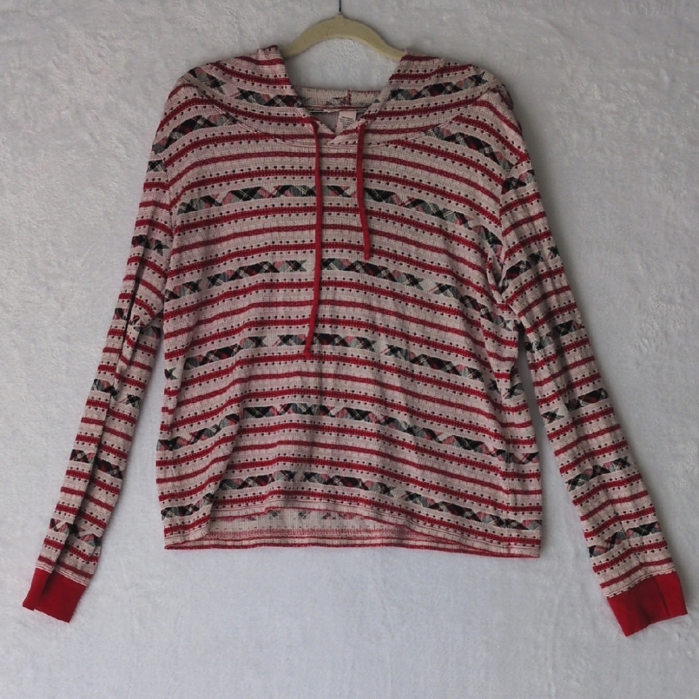 Victoria's Secret Women's Red Striped Hooded Lounge Set Size‎ M